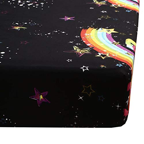Sdiii 4Pcs Colorful Unicorn Bedding Sheet Sets, Twin Size Galaxy Rainbow Bed Sheets, With 1*Top Flat 1*Fitted Sheet And 2*Pillowcases For Toddler, Kids, Boys, Girls And Teens #TOP2