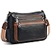 Bluome 7L Crossbody Purses for Women, Faux Leather Crossbody Bags Lightweight Sling Bag Shoulder Handbags, Black with Brown