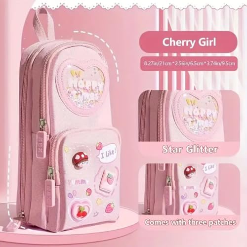 Image of Storio Plastic Premium Pencil Case 6 Layer with 3 Compartment Cute Aesthetic Pencil Case for Girls Large Capacity Pencil Pouch Multifunctional Pouch for School Kids Cute Stationary Gift - Pink