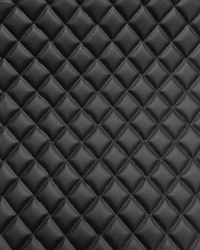 Vinyl Quilted Foam Fabric with 3/8" Foam Backing Upholstery / 52" Wide/Sold by The Yard/FABRIC EMPIRE (Black with Hq Black Thread, Diamond 2" x 2")