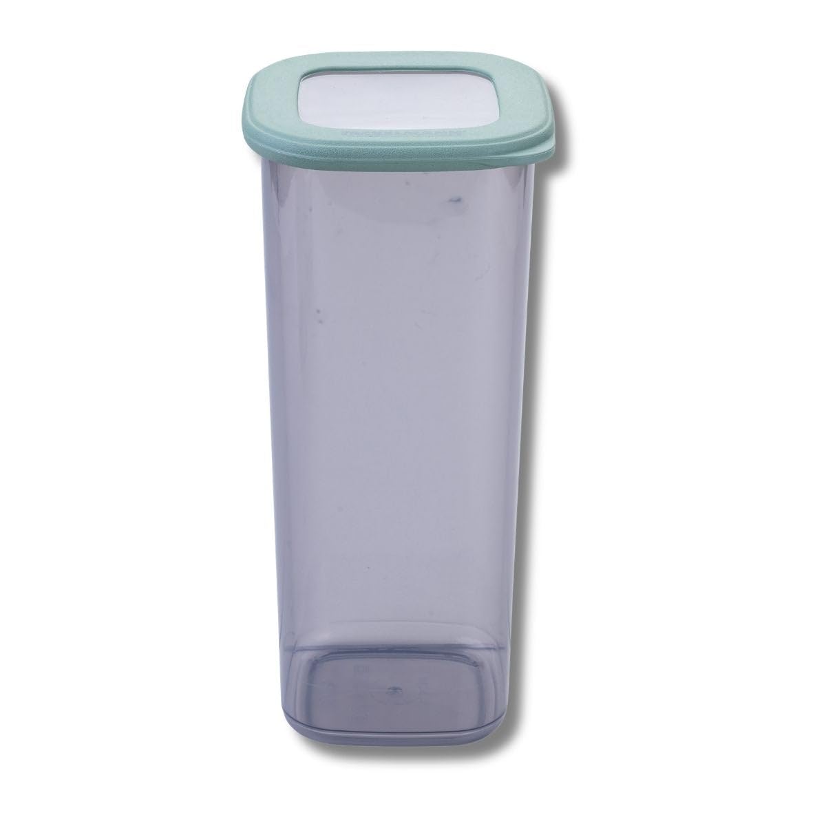 Fackelmann Square Storage Jar 1750 ml - Transparent with Smoke Green Lid, Dishwasher Safe & Robust, Ideal for Meal Prep