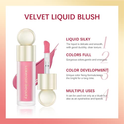 2Pc Liquid Blush,Soft Cream Face Blush,Natural Matte Finish Looking, Dewy Cheek Tint, Moisturizing Lightweight Blendable Feel(#01+#02) #TOP4