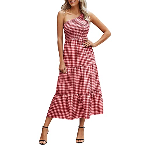 Robe midi rouge asymétrique idéale pour vos soirées d'été et cocktails élégants