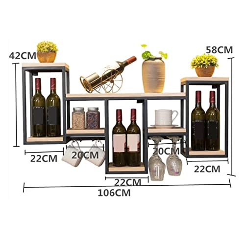 Soporte para botellas de vino de madera y hierro colgado en pared miniatura 2
