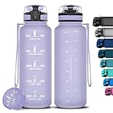 Trinkflasche Groß, Trinkflasche 1 5 Liter, Fitness Trinkflasche, BPA Frei Tritan Trinkflasche, Trinkflasche Zeitmarkierung, Wasserflasche mit Geschmack, Sportflasche für Camping, Outdoor, Yoga