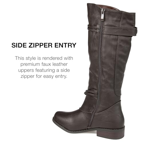Journee Collection Women's Harley Stacked Heel Riding Boots - Brown - 6.54