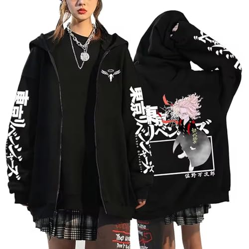 momogut Sudadera con Capucha Manga Tokyo Manjirou Sano Top Y2K Style Ken Ryuuguuji Sudadera con Cremallera Chifuyu Matsuno