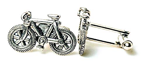 Mancuernillas de bicicleta chapadas en plata para hombre miniatura 1