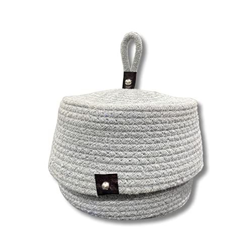 Image of Multi-Purpose Essential Jute Basket with Lid Storage Baskets for Bathroom Living Room & Kitchen | Organizer Box | Storage and Organizer Box (Grey)