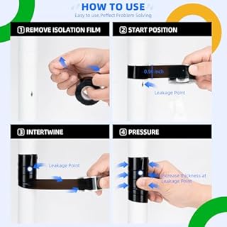 2 Rolls Rescue Tape Self-fusing Silicone Tape 1in(W) x 10ft(L) Waterproof Rubber Tape, Water Hose Leak Seal Pipe Plumbing Hose Repair Tape for Cable Insulating Strech Wrap Seal Black Grip tape