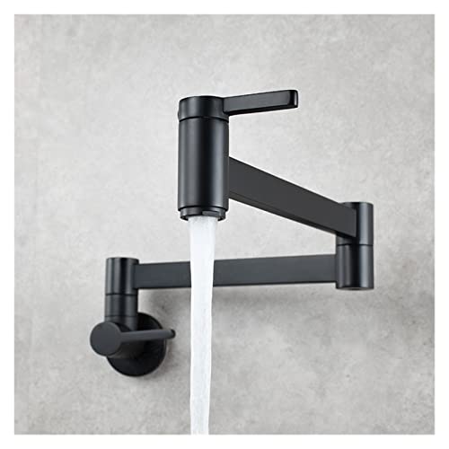 Grifo de llenado de ollas negro para cocina monomando plegable de pared 3