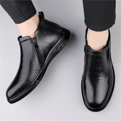 Men's Fashion High Top Leather Dress Shoes Casual Comfort Round-Toe Zipper Slip-On Oxfords Shoes2