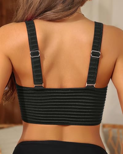 Image of Women's Bikini Top - Supportive Swimsuit for Large Bust - 2025 Cut Out Twist Swim Top