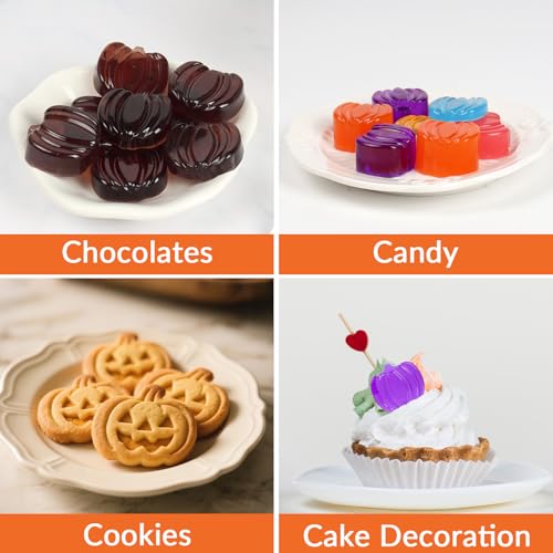 Image of 2 Pcs Pumpkin Silicone Molds, Halloween Pumpkin Chocolate Molds, Fall Pumpkin Candy Mold for DIY Cake, Chocolate, Candy, Jelly, Wax Melt, Ice Cubes (12 Cavity)
