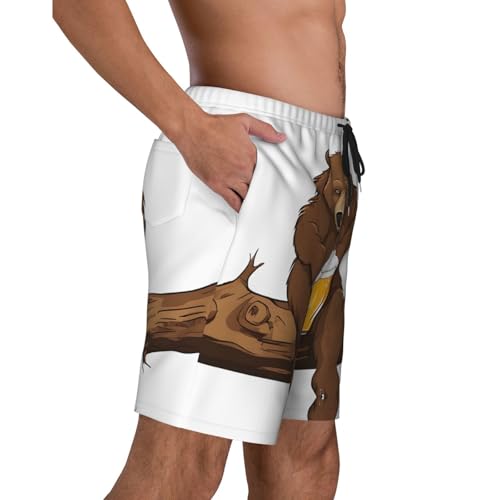 Bear Working Print Men's Beach Pants Lightweight Quick-Dry Swim Pants with Mesh Lining for Men3