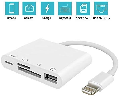SD TF Card Reader Adapter,4 in 1 USB Camera Connection Kits,Trail Game Camera Viewer OTG Cable for iphone 11/11Pro/11Pro Mas/XS/XS MAX/XR/X/8plus for ipad series - No Need APP - Compatible with ios 13
