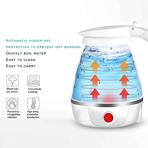 Foldable Electric Kettle, Upgraded Food Grade Silicone,600W 600ML Flash Heat Small Portable Travel Electric Kettle,110V US Plug (Off-White) by ZB.soar - Used condition - Image 6