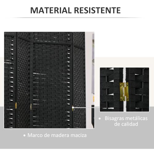 Miniatura 5 de Homcom Biombo De 6 Paneles 240x170 Cm Separador De Ambientes Plegable Biombo Separador De Ambientes Para Salón Dormitorio Oficina Negro