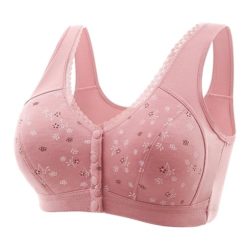WWricotta Sujetador Grande con Hebilla Lateral Delantera para Mujer, Borde de Encaje sin Movimiento de Anillo de, Ajuste de reunión sin Costuras, Yoga, sueño Parches Interior Ropa