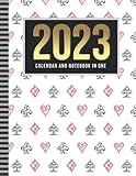 combo deck ddd  2023 Calendar and Notebook In One: 8.5x11 Dated Monthly Planner With 100 Blank College-Ruled Lined Sheets Combo / Life Organizer - Whole Month on Two ... Gift / Deck of Cards Suits - Game Art Pattern
