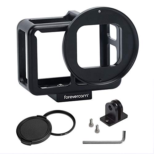 Forevercam - Carcasa de aleación de Aluminio Compatible con GoPro Hero 7, Color Negro/Plateado/Blanco, Hero 6 Hero 5, con Cubierta Trasera y Filtro UV de 52 mm para