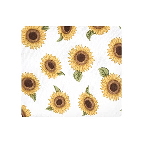Image of Little Treasure Hudson Baby Cotton Poly Flannel Receiving Blankets Multipack, Yellow Sunflower, 30x30 inches