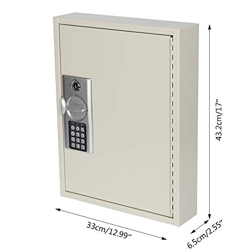 Kyodoled 60 Key Cabinet With Digital Lock,Lock Box With Code Wall Mounted,Metal Steel Key Safe,Large Storage Cabinet Boxes For House Key,12.99'' X 17'' X 2.55'' (White,60 Keys) #TOP1