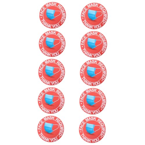 HEALLILY 10pcs Sticker Please Waterproof Labels Masks Public Safety Decal Face Mask Red