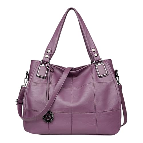 Sac à bandoulière pour femme grand sac fourre-tout cuir souple lilas