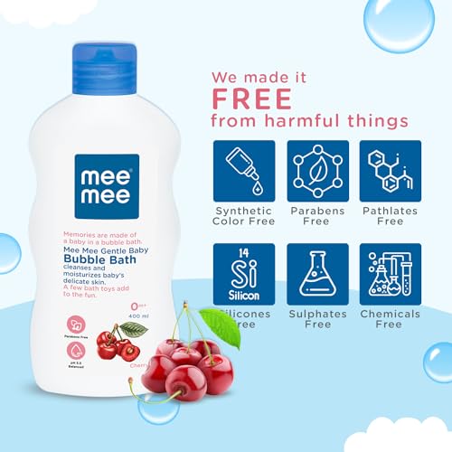 Image of Mee Mee Baby Body Wash 400ml with Cherry & Fruit Extracts | Tear-Free, Mild & Moisturizing Formula |Paraben-Free, Dermatologically Tested, pH Balanced |Gentle Head-to-Toe Bubble Bath for All SkinTypes
