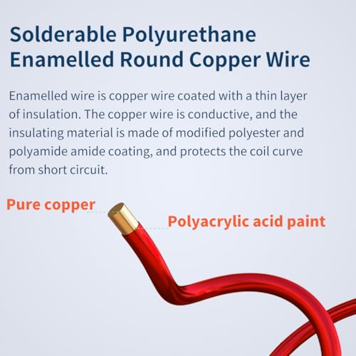 bntechgo 28 awg magnet wire - enameled copper wire - enameled magnet winding wire - 4 oz - 0012234 diameter 1 spool coil red temperature rating 155 widely used for transformers inductors