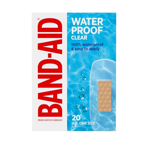 BAND-AID Brand Clear Waterproof Adhesive Bandages Sterile First-Aid for Minor Wounds Cuts & Scrapes Clear with a Quilt-Aid Pad to Cushion Wounds One Size 20 ct