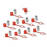 A ABSOPRO Gerade Schmiernippel M6 mit Staubschutzkappe aus Eisen mit Zinkbeschichtung (Set von 10)