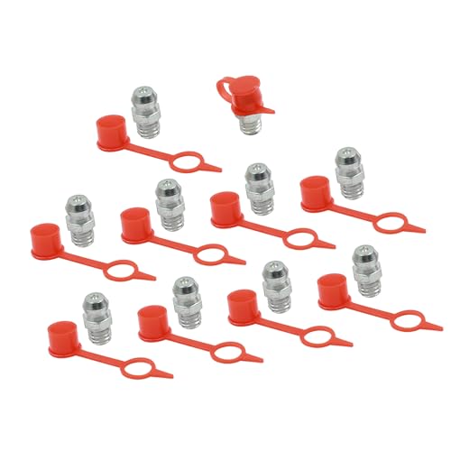 A ABSOPRO Conjunto De 10 Racores De Engrase Rectos M6 Con Tapa Antipolvo De Hierro Con Recubrimiento De Zinc