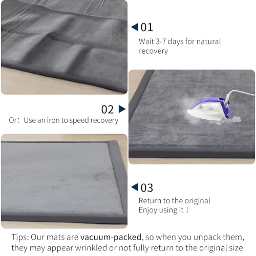 Image of ACOMOPACK 1.3 inch Thick Baby Play Mat for Floor,50x50 Elasti-Foam Playpen Mat for Kids,Infants,Toddlers, Ultra Soft Crawling Mat with Non-Slip Bottom,Tummy Time,Nursery Rug,Yoga,Tatami(Dark Grey)