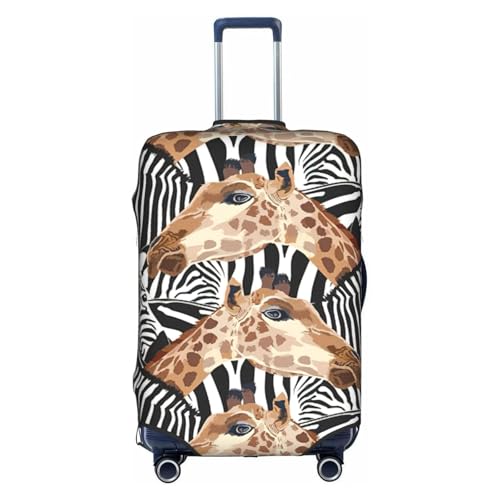 Housse de protection pour bagage zèbre et girafe XL en textile extensible haute densité