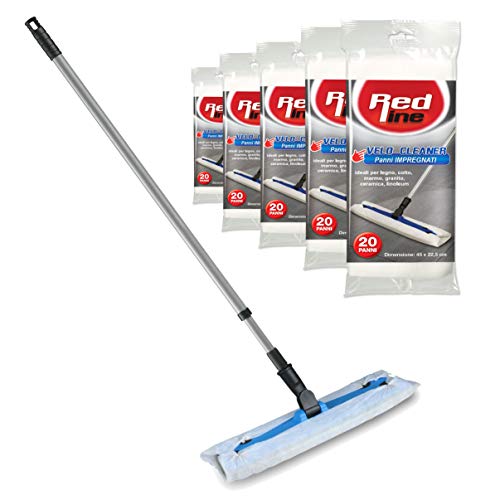IPPA Set para la Limpieza de Suelos. Base (39,5 cm x 11 cm), Mango Extensible de 130 cm y 100 paños electrostáticos impregnados (45 cm x 22 cm). Compatible con los Sistemas Swiffer.