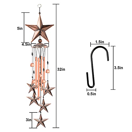 Star Wind Chimes Copper Wind Chime Sympathy Wind Chimes Outdoor Gifts For Mom Gift Windchime Garden Windchimes Decorations Outdoor Patio Decorations With S Hook Indoor Outdoor Wind Chimes #TOP6