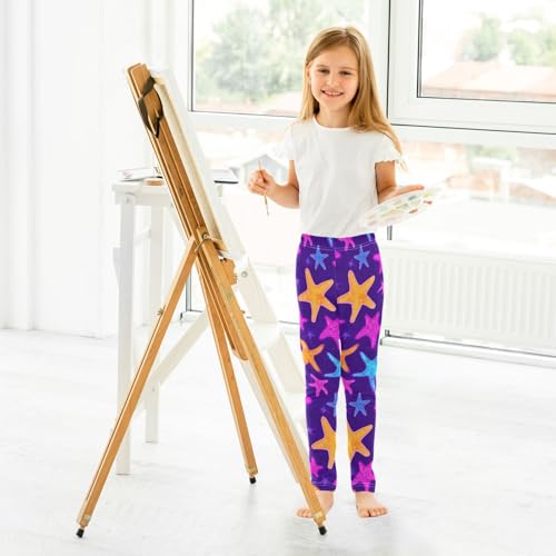 ALAZA Girls' Leggings Children's Yoga Pants Skinny Printed Dance Bright Starfish Comfortable 4T4