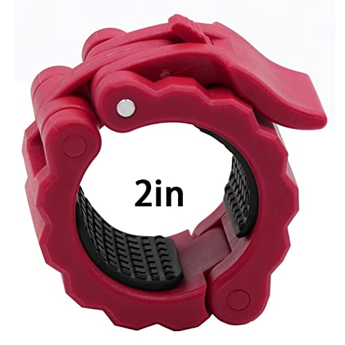 Jdiano Weight Barbell Clip 2 Inch Olympic Barbell Clamp - For Weightlifting Bar Non Slip Quick Release Gym Workout Exercise Collars For Strength Training (Red) #TOP1