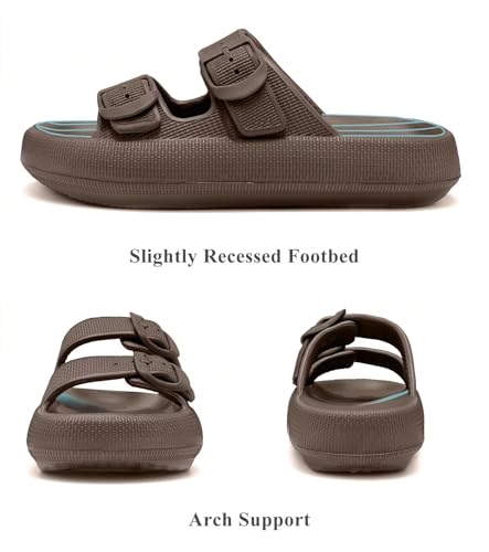 Image of Haifago Cloud Slide Sandals for Women Comfort Recovery Pillow Sandal, Lightweight House Bathroom Shower Slippers Adjustable Double Buckle Platform Slide