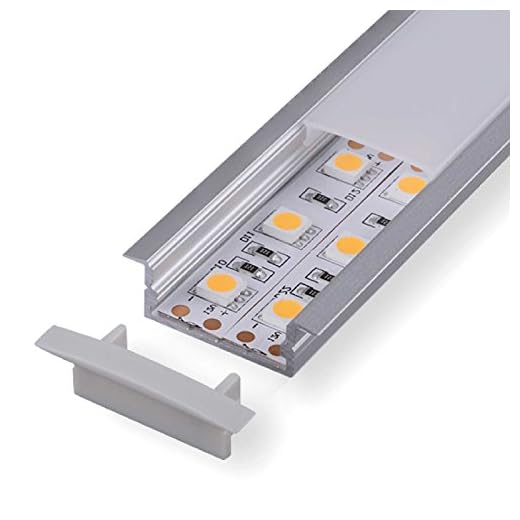 Profilé en aluminium 2 m DURA (DU) - Barre profilée de 2 mètres en aluminium anodisé pour bandes LED - Kit avec rail de cache blanc laiteux (opalin) transparent avec pinces de montage et embouts , 2 Meter milchig click, keine