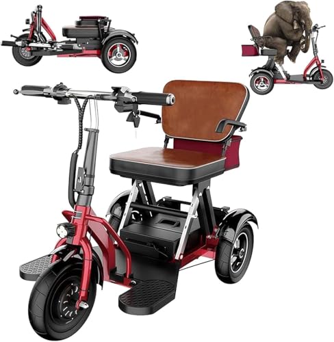 Generisch Seniorenmobil Dreirad Elektromobil Klappbar Faltbar Leichter Reisemobilitätsroller Elektro Dreirad Fahrrad Scooter für Erwachsene Senioren Mobilitätsroller mit Korb Traglast 160kg,G
