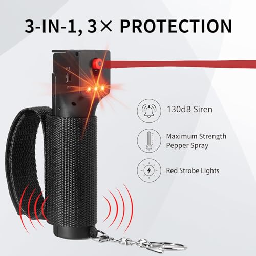 image for papasafety 3-in-1 Pepper Spray Self Defence Personal Alarm Set for Wom