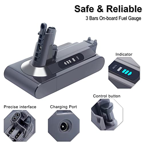 Image of Biswaye 25.2V 5.0Ah V10 Replacement Battery Compatible with Dyson Cyclone V10 SV12 Animal Absolute Allergy Cordless Vacuum, Rechargeable Lithium Ion with 2 Filters (NOT for V6 V7 V8 V11 V12 Vacuums)