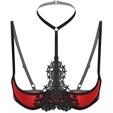 Durchsichtige Blumenspitze unterstreicht die Weiblichkeit und den Charme. 1/4 Cup bringt Ihre großen Brüste optimal zur Geltung und verblüfft Ihren Liebhaber mit einem neuen Look