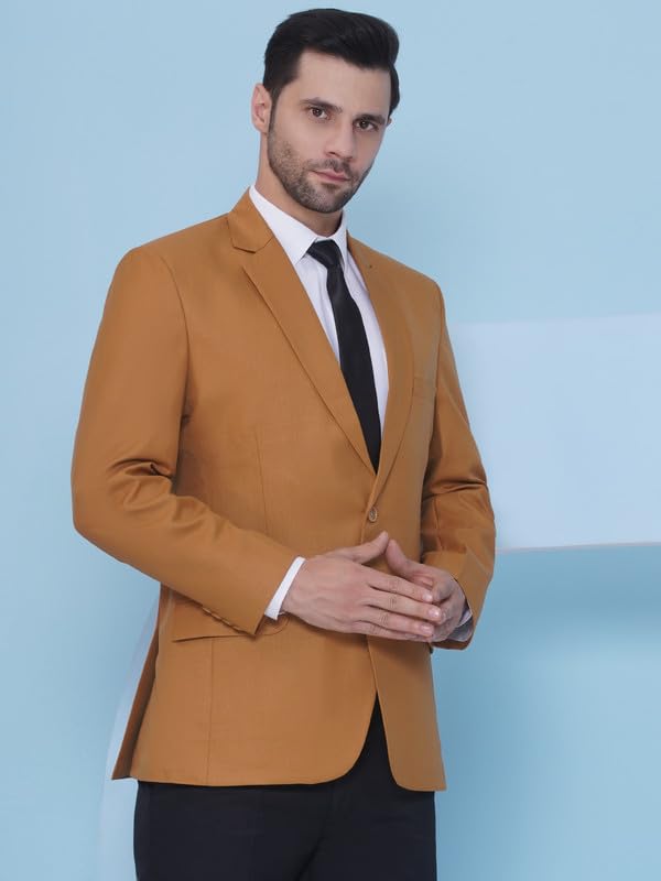 Image of FAVOROSKI Tuxedo Formal Blazers for Men with 2 Pockets | Rayon Slim Fit Single Breasted Blazer | Semi Ethnic Wear Tuxedos | Solid Tuxedo Blazers in Shawl Collar | Blazer for Wedding, Festive, Formal