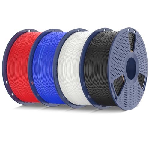 SUNLU 4KG TPU Filament TPU 95A Flexible 3D Drucker Filament TPU Filament 1.75mm Hochgeschwindigkeits 95A TPU 1KG pro Spule (2 2 lbs) für Meisten 3D Drucker Schwarz/Weiß/Blau/Rot Insgesamt 4000g