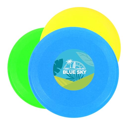 BLUE SKY - Packung mit 12 Flugplatten / Frisbee - Outdoor-Spiel - 047903PA - Zufällige Farbe - Kunststoff - Spielzeug für Kinder Erwachsene - Outdoor-Spiel - Frisbee - Ab 3 Jahren