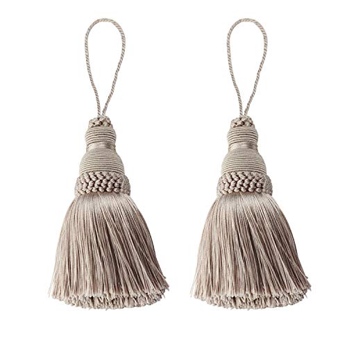 Fenghuangwu Colorful Tassel Key Tassel Diy Accessories For Curtain And Home Decoration-Khaki-2Pcs #TOP5